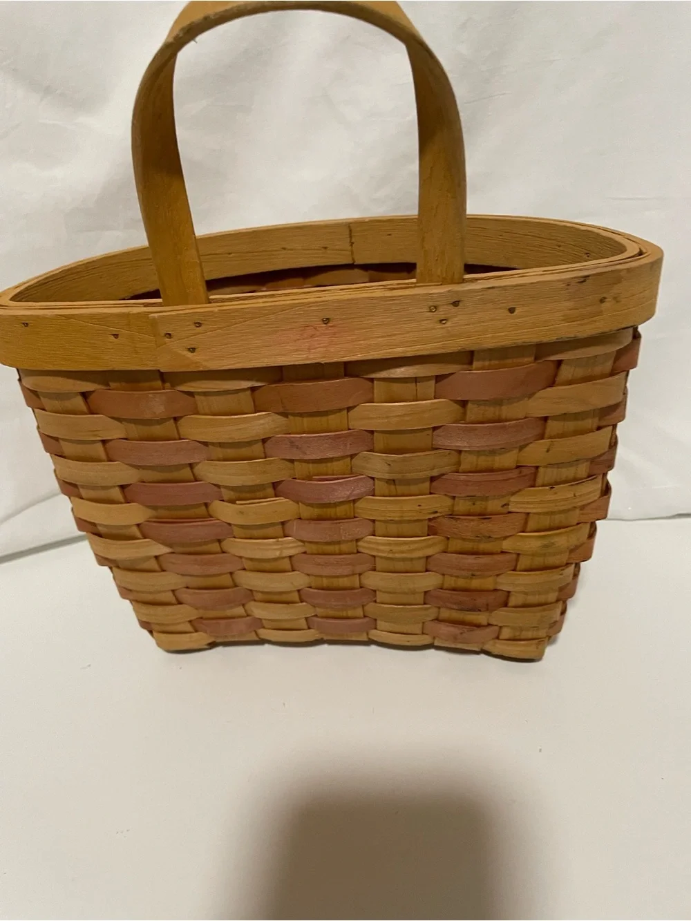 Handwoven Tan Basket Tote with Star Accent